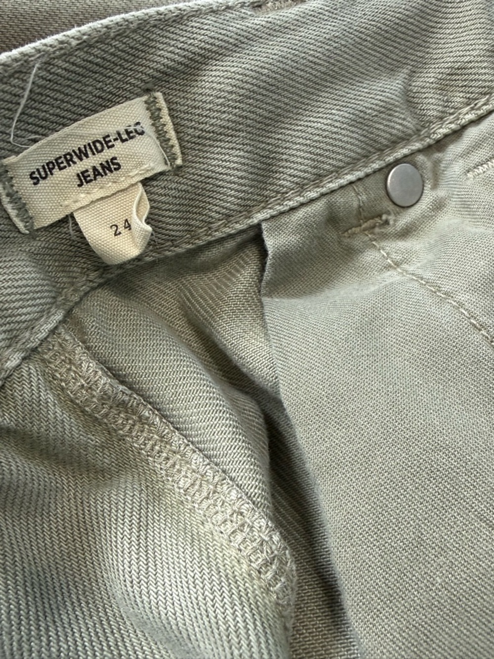 Madewell Super Wide Leg Jeans High Rise Drawstring Airy Size 24 In Sagebrush - Picture 8 of 16